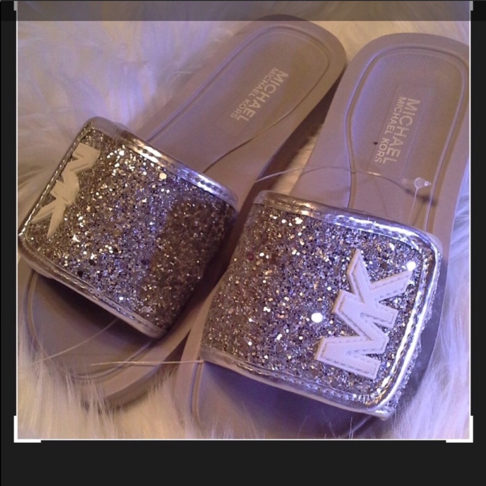 MICHAEL KORS GIRLS BLING SLIDES SIZE 13 - Picture 2 of 5
